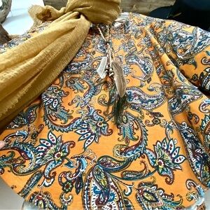 BOHO paisley peasant blouse with hippy /Western/ country Gypsy  vibe